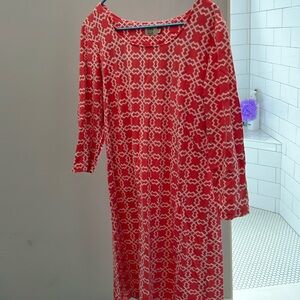Katherine Way coral & white lattice dress